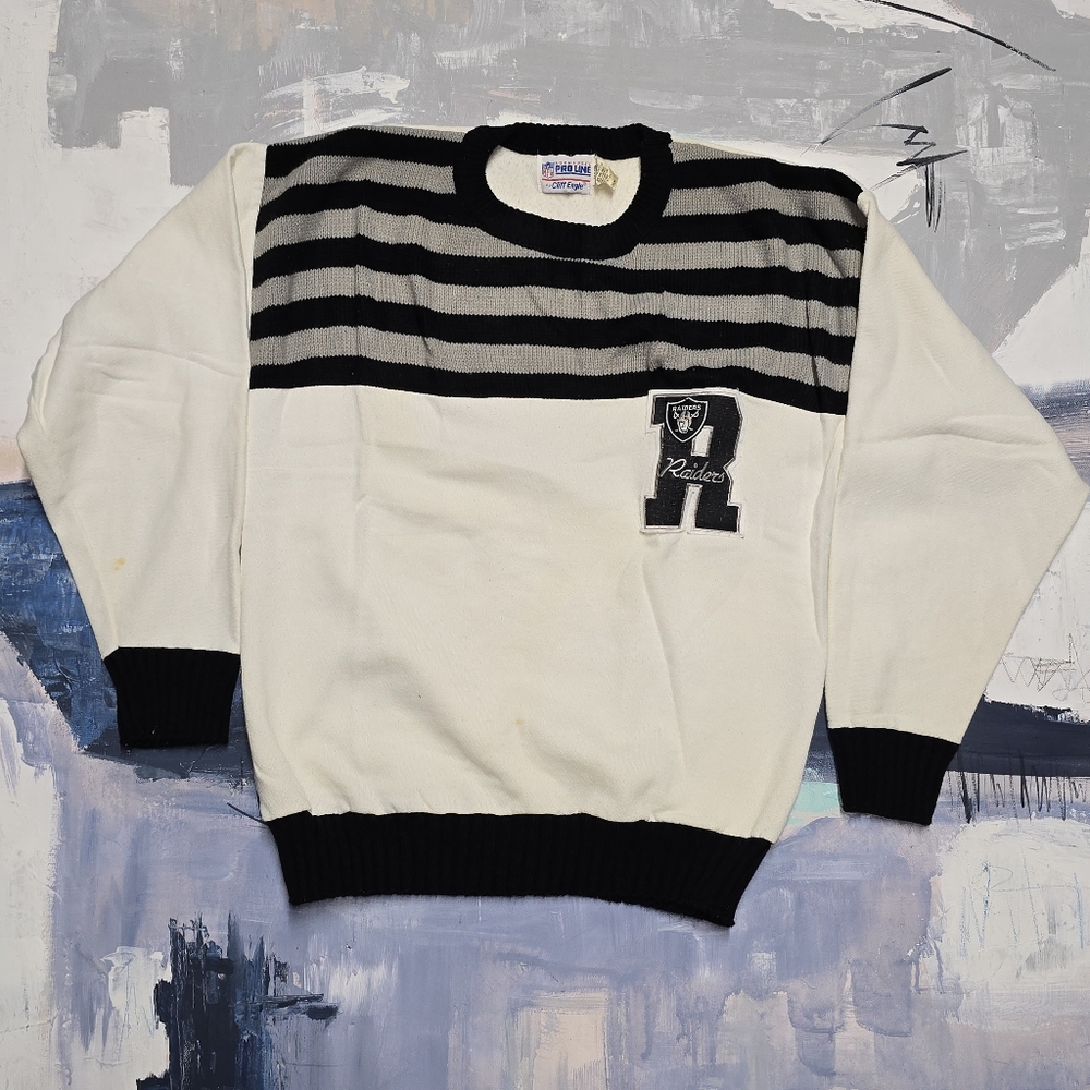 Vintage 80’s LA Raiders Pro Line by Cliff Engle Knit Sweater Men’s MED